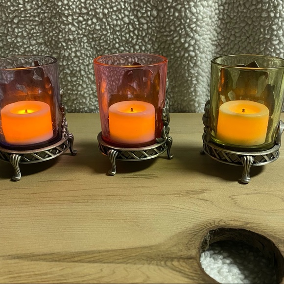 Set of three votive candle holders w/lights - Picture 6 of 6